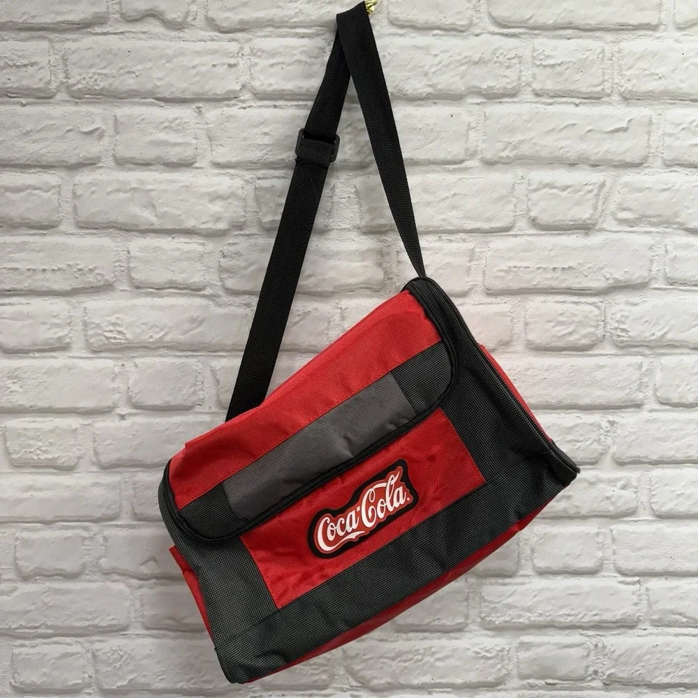 Coca Cola Red Black Tote Medium Sized Duffle Bag With Shoulder Strap Coca Cola